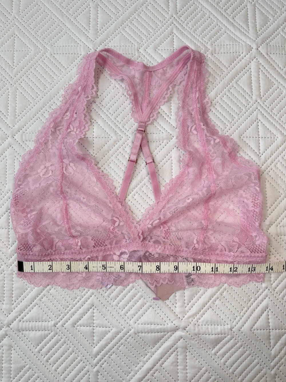 Savage X Fenty Unicorn Lavender Pink Floral Lace Racerback Bralette Size L - Picture 5 of 11